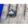925 Sterling Silver Gold Plated Sapphire & CZ Ring Size 7