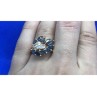 925 Sterling Silver Gold Plated Sapphire & CZ Ring Size 7