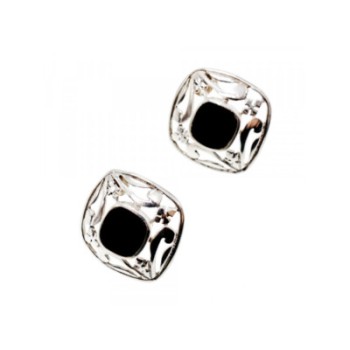 925 STERLING SILVER BLACK NEPHRITE STUD EARRINGS
