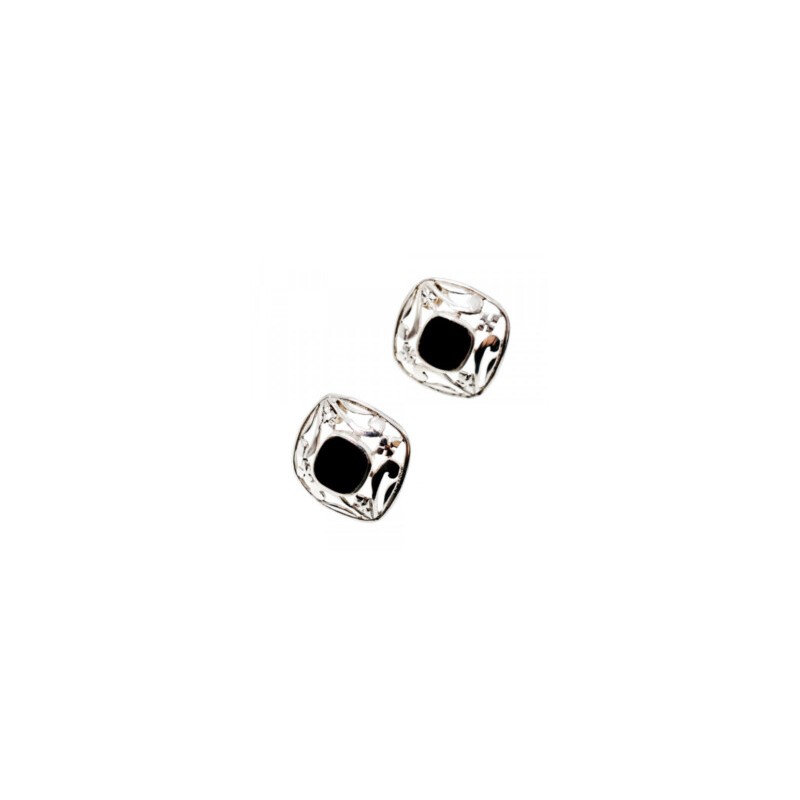 925 STERLING SILVER BLACK NEPHRITE STUD EARRINGS