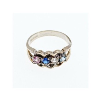 925 Sterling Silver Multi Gemstones Ring Size 8