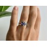 925 Sterling Silver Multi Gemstones Ring Size 8