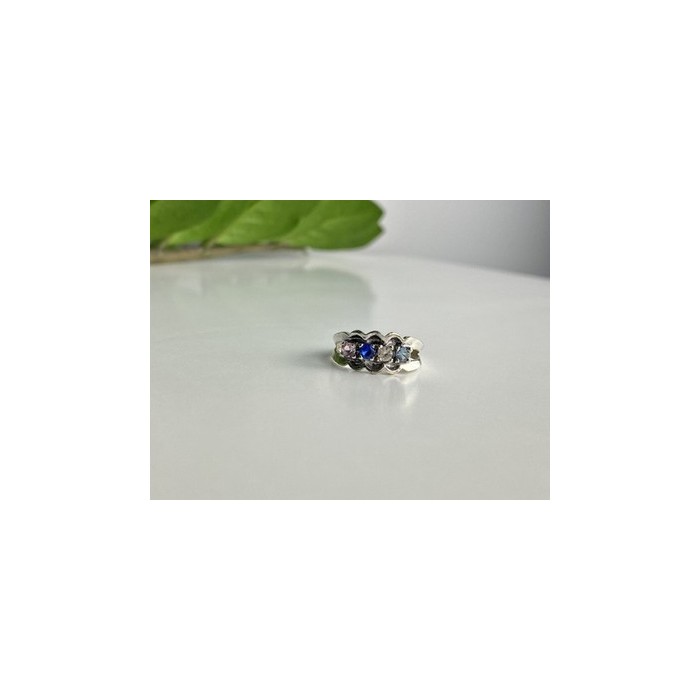 925 Sterling Silver Multi Gemstones Ring Size 8