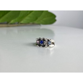 925 Sterling Silver Multi Gemstones Ring Size 8