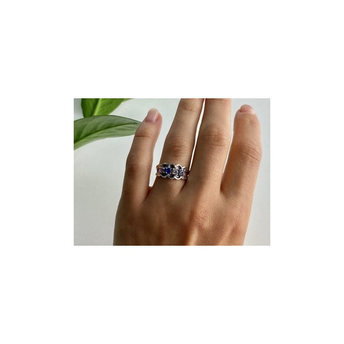 925 Sterling Silver Multi Gemstones Ring Size 8