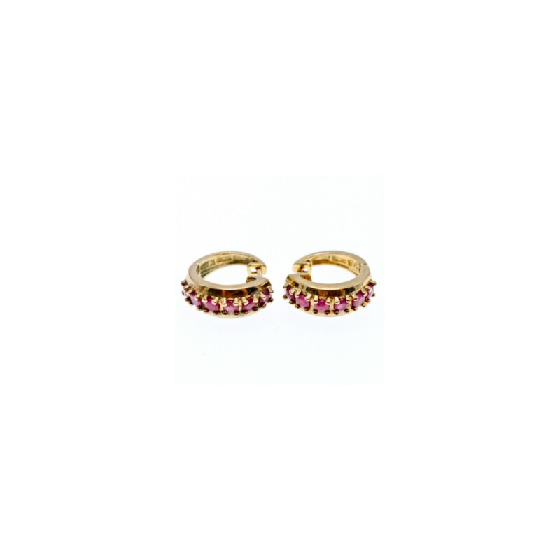925 STERLING SILVER GOLD PLATED RUBIES EARRINGS