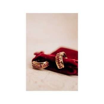 925 STERLING SILVER GOLD PLATED RUBIES EARRINGS