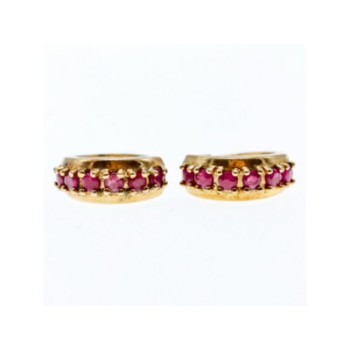 925 STERLING SILVER GOLD PLATED RUBIES EARRINGS