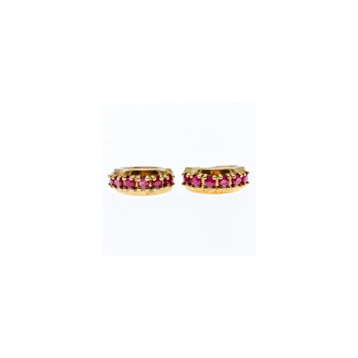 925 STERLING SILVER GOLD PLATED RUBIES EARRINGS