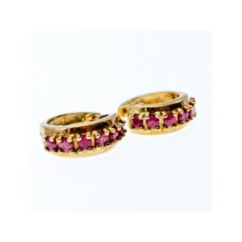 925 STERLING SILVER GOLD PLATED RUBIES EARRINGS