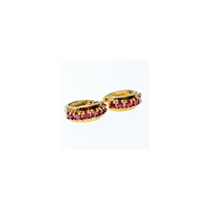 925 STERLING SILVER GOLD PLATED RUBIES EARRINGS