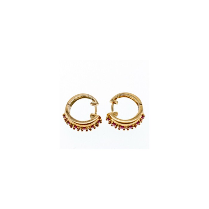 925 STERLING SILVER GOLD PLATED RUBIES EARRINGS