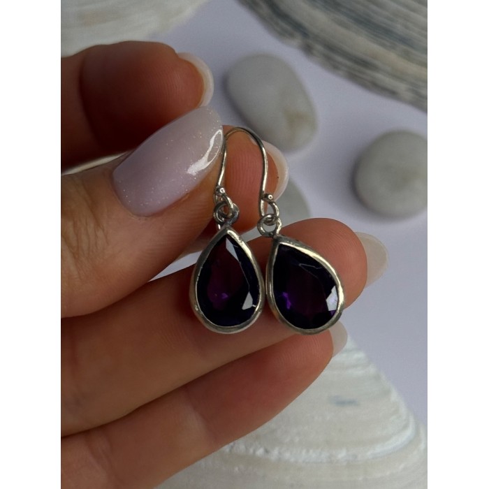 925 Sterling Silver Blue Topaz Earrings Length 0.8 inch