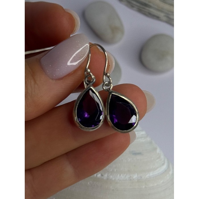 925 Sterling Silver Blue Topaz Earrings Length 0.8 inch