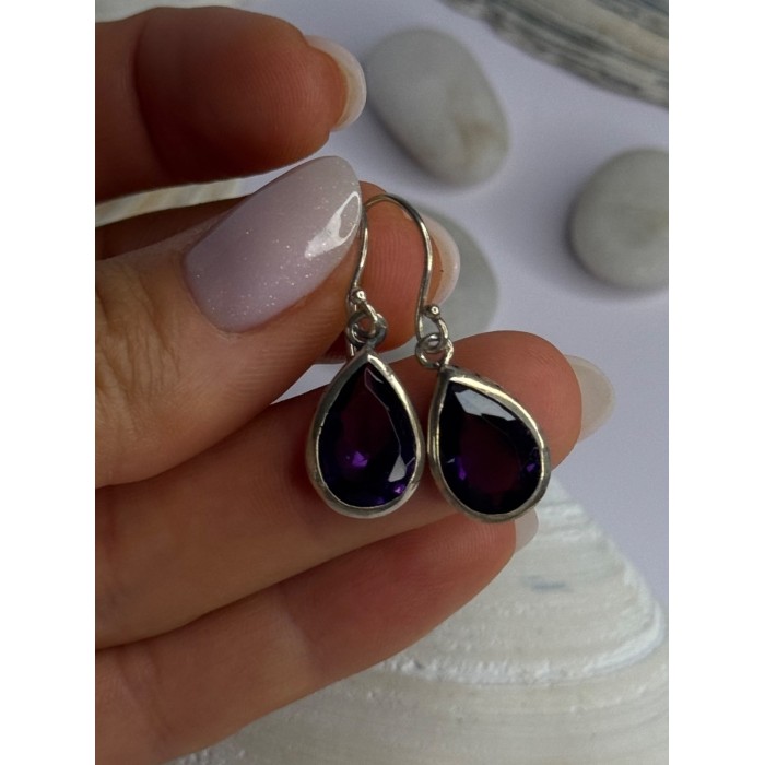 925 Sterling Silver Blue Topaz Earrings Length 0.8 inch