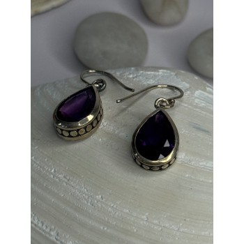 925 Sterling Silver Blue Topaz Earrings Length 0.8 inch