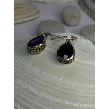 925 Sterling Silver Blue Topaz Earrings Length 0.8 inch