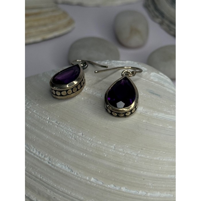 925 Sterling Silver Blue Topaz Earrings Length 0.8 inch