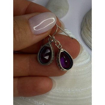 925 Sterling Silver Blue Topaz Earrings Length 0.8 inch