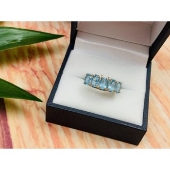 925 Sterling Silver Blue Spinel Ring Size 6.5