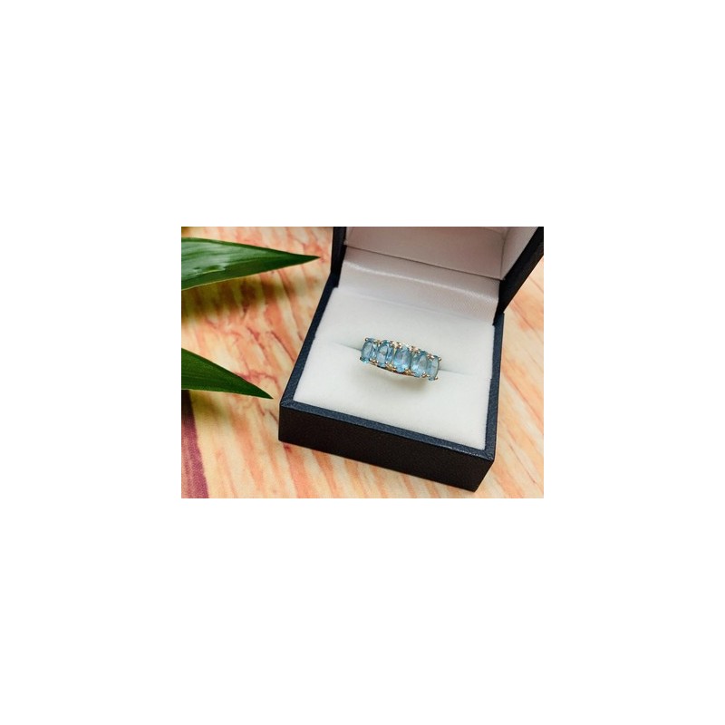 925 Sterling Silver Blue Spinel Ring Size 6.5