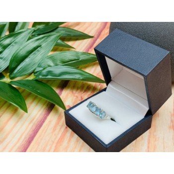 925 Sterling Silver Blue Spinel Ring Size 6.5