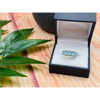 925 Sterling Silver Blue Spinel Ring Size 6.5