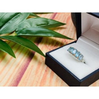 925 Sterling Silver Blue Spinel Ring Size 6.5