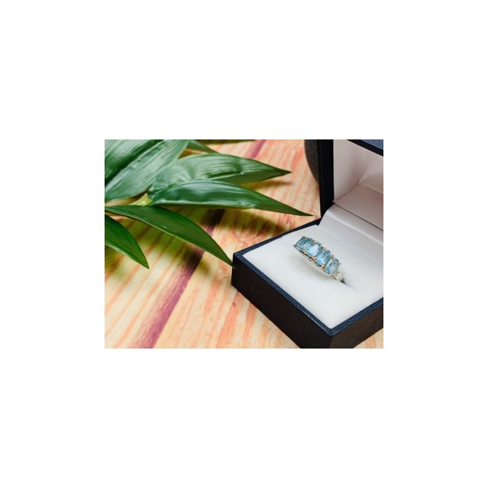 925 Sterling Silver Blue Spinel Ring Size 6.5