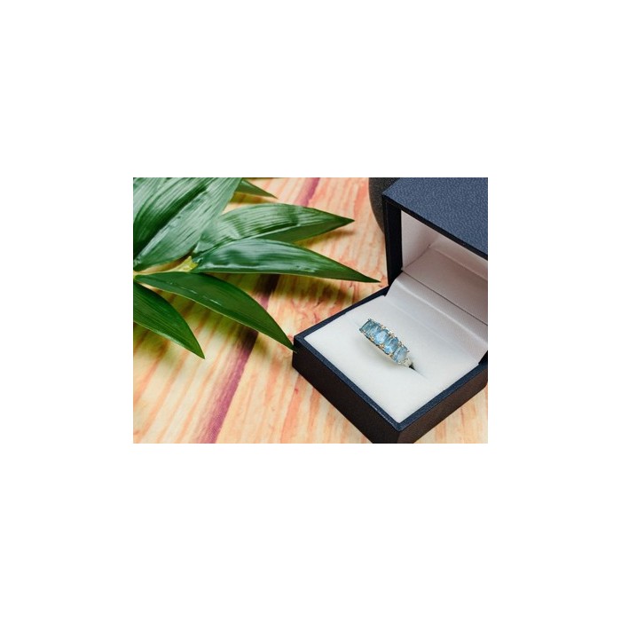 925 Sterling Silver Blue Spinel Ring Size 6.5