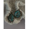 925 Sterling Silver Turquoise & Marcasite Earrings Length 1.20 inch