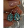 925 Sterling Silver Turquoise & Marcasite Earrings Length 1.20 inch