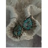 925 Sterling Silver Turquoise & Marcasite Earrings Length 1.20 inch