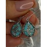 925 Sterling Silver Turquoise & Marcasite Earrings Length 1.20 inch