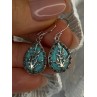 925 Sterling Silver Turquoise & Marcasite Earrings Length 1.20 inch