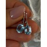 925 Sterling Silver Blue Topaz BBJ Earrings Length 1.10 inch