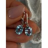 925 Sterling Silver Blue Topaz BBJ Earrings Length 1.10 inch
