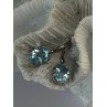 925 Sterling Silver Blue Topaz BBJ Earrings Length 1.10 inch
