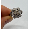 10K WHITE GOLD  DIAMOND & TOURMALINE RING SIZE 4.5