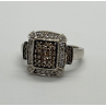 10K WHITE GOLD  DIAMOND & TOURMALINE RING SIZE 4.5