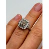 10K WHITE GOLD  DIAMOND & TOURMALINE RING SIZE 4.5