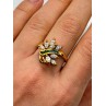 925 Sterling Silver Gold Plated Emerald & Goshenite Ring Size 8
