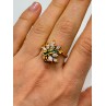 925 Sterling Silver Gold Plated Emerald & Goshenite Ring Size 8