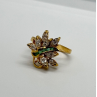925 Sterling Silver Gold Plated Emerald & Goshenite Ring Size 8