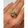 925 Sterling Silver Gold Plated Emerald & Goshenite Ring Size 8