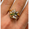 925 Sterling Silver Gold Plated Emerald & Goshenite Ring Size 8