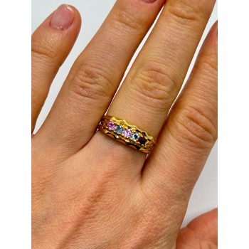 925 Sterling Silver Gold Plated Spinel Ring Size 8