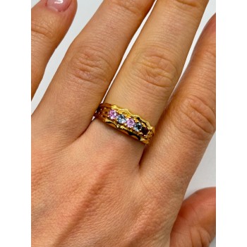 925 Sterling Silver Gold Plated Spinel Ring Size 8