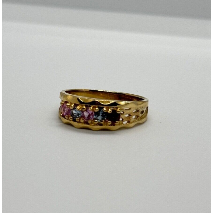 925 Sterling Silver Gold Plated Spinel Ring Size 8
