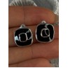 925 Sterling Silver Black & Brown Onyx Clip Earrings Length 0.60 inch